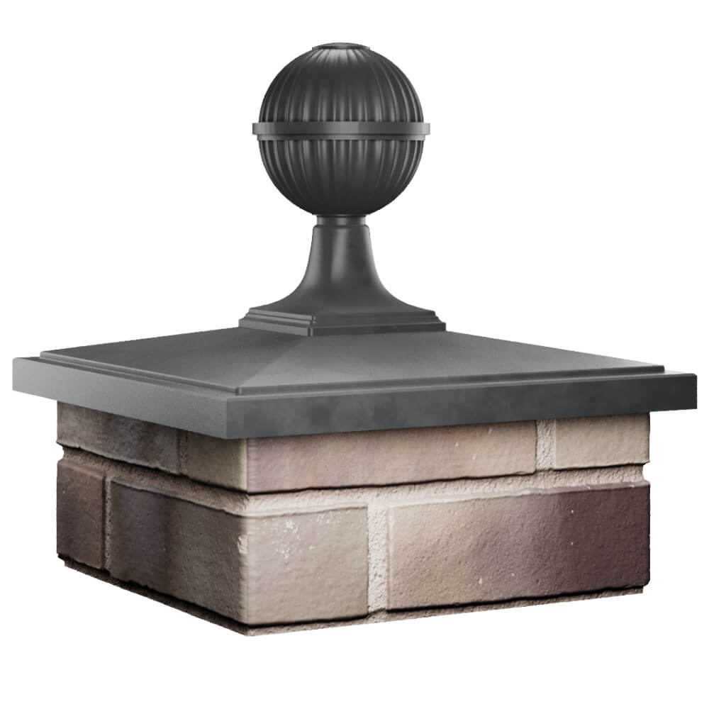 Колпак Zking БонаМоно Серый с шаром на столб 1.5х1.5 кирпича (385х385, 400х400мм) в сборе в Ломоносове фото