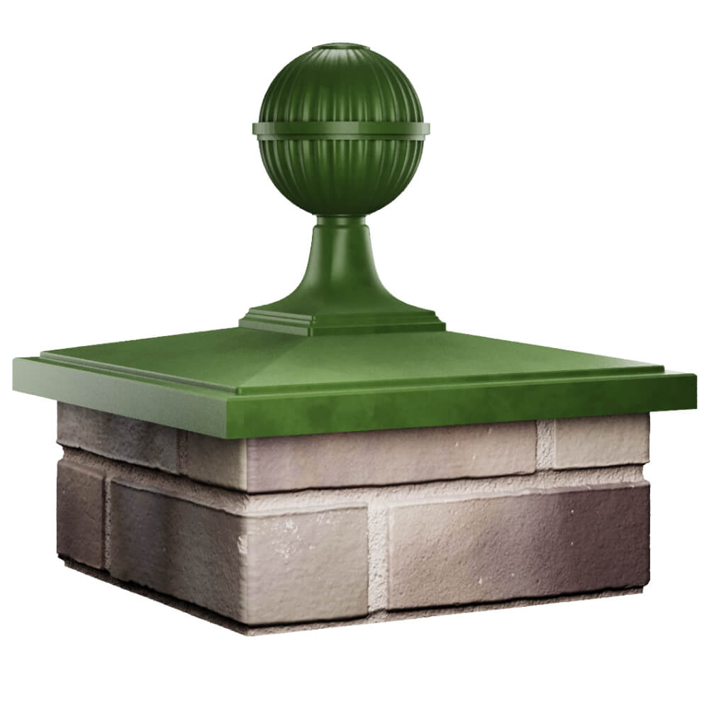 Колпак Zking БонаМоно Зеленый с шаром на столб 1.5х1.5 кирпича (385х385, 400х400мм) в сборе в Ломоносове фото