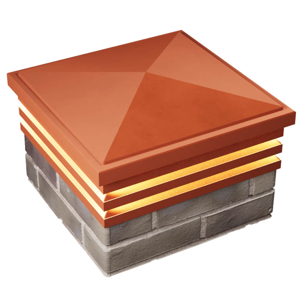 Колпак Zking Бона ХайТек Красный на столб 1.5х1.5 кирпича (385х385мм) с подсветкой в Ломоносове фото