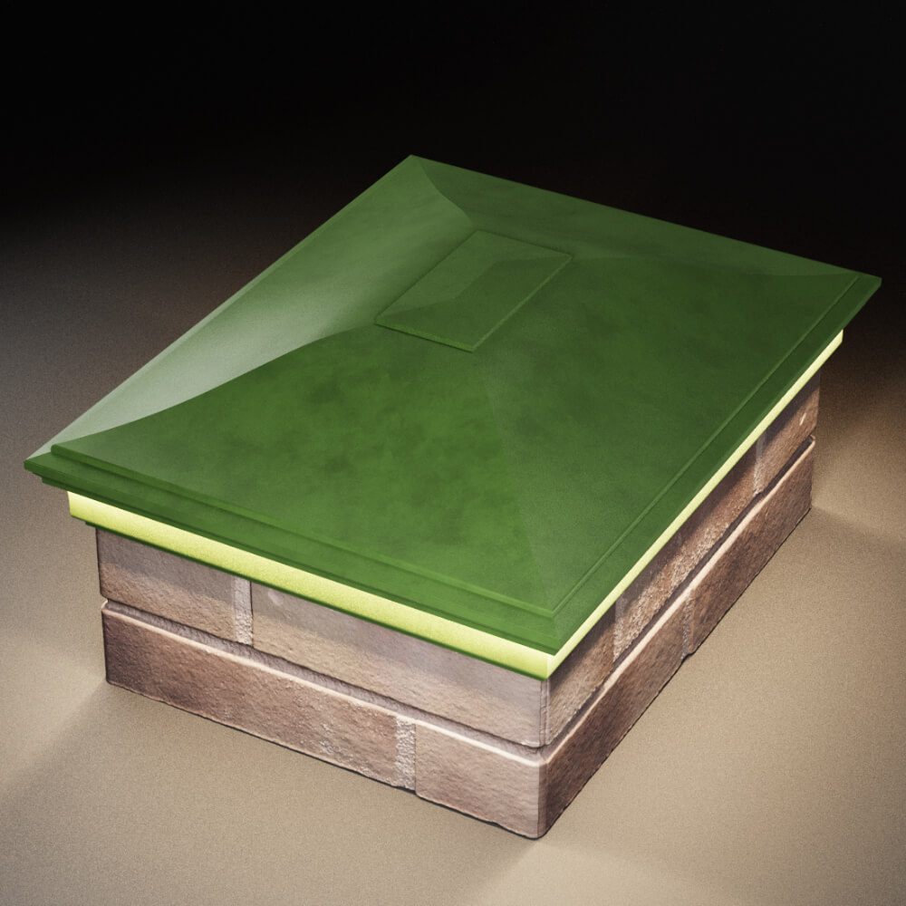 Колпак Zking Монблан Зеленый на столб 2х1.5 кирпича (515х385мм) c подсветкой в Ломоносове фото