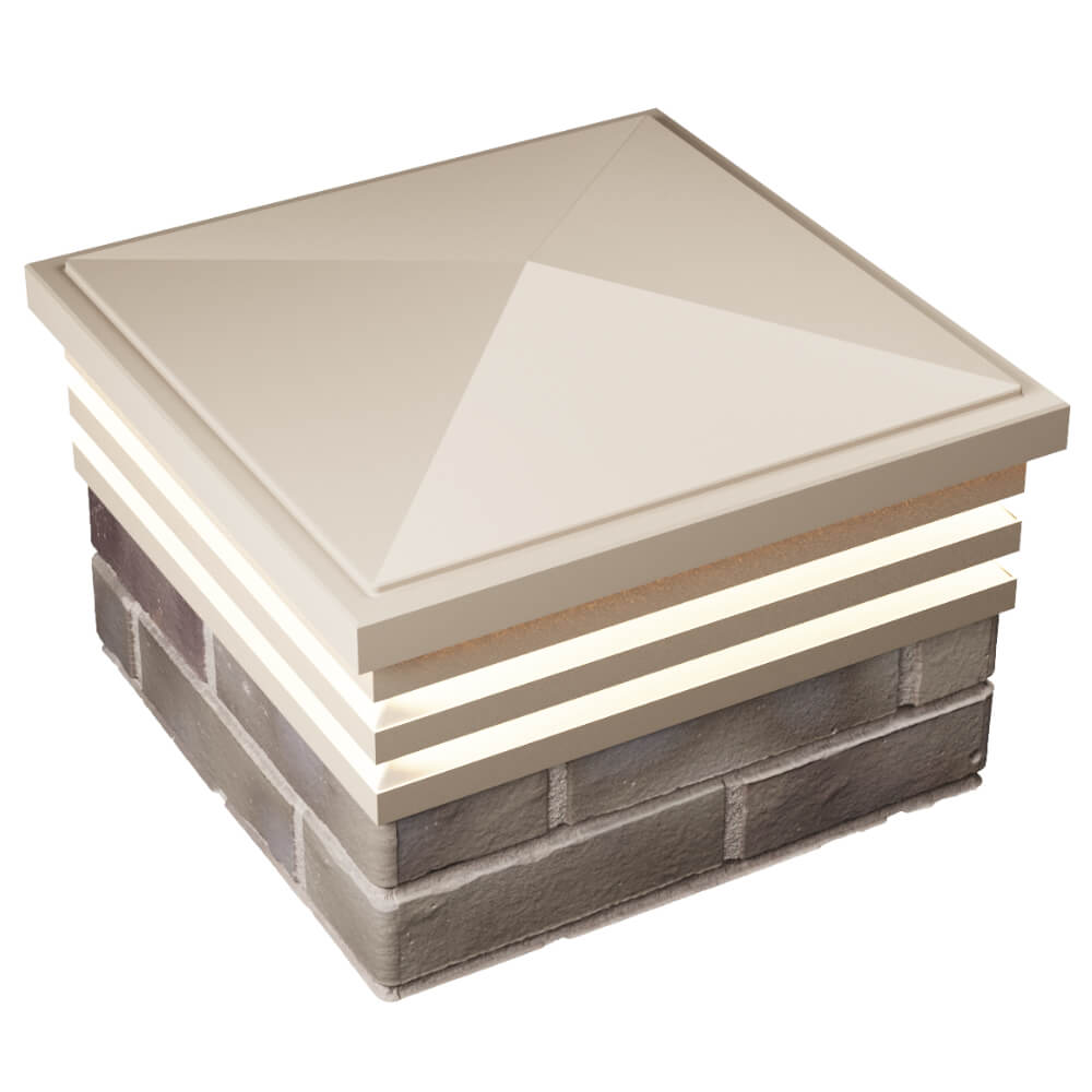 Колпак Zking Бона ХайТек Бежевый на столб 1.5х1.5 кирпича (385х385мм) с подсветкой в Ломоносове фото