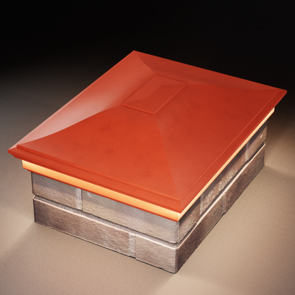 Колпак Zking Монблан Красный на столб 2х1.5 кирпича (515х385мм) c подсветкой в Ломоносове фото