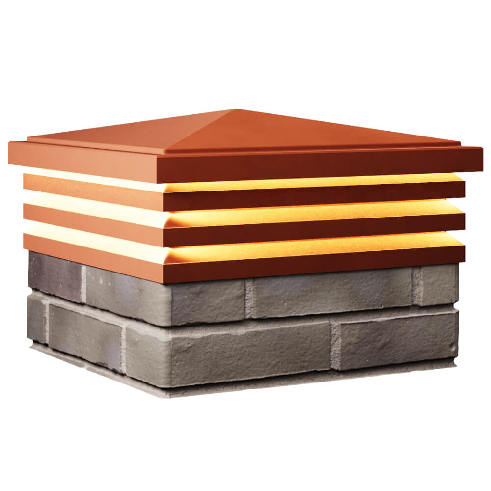 Колпак Zking Бона ХайТек Красный на столб 1.5х1.5 кирпича (385х385мм) с подсветкой в Ломоносове фото