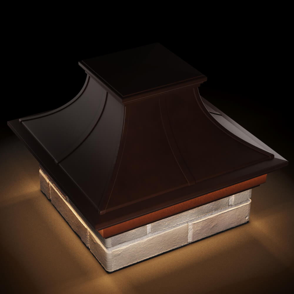 Колпак Zking Монблан Премиум Коричневый на столб 1.5х1.5 кирпича (385х385мм) с подсветкой в Ломоносове фото