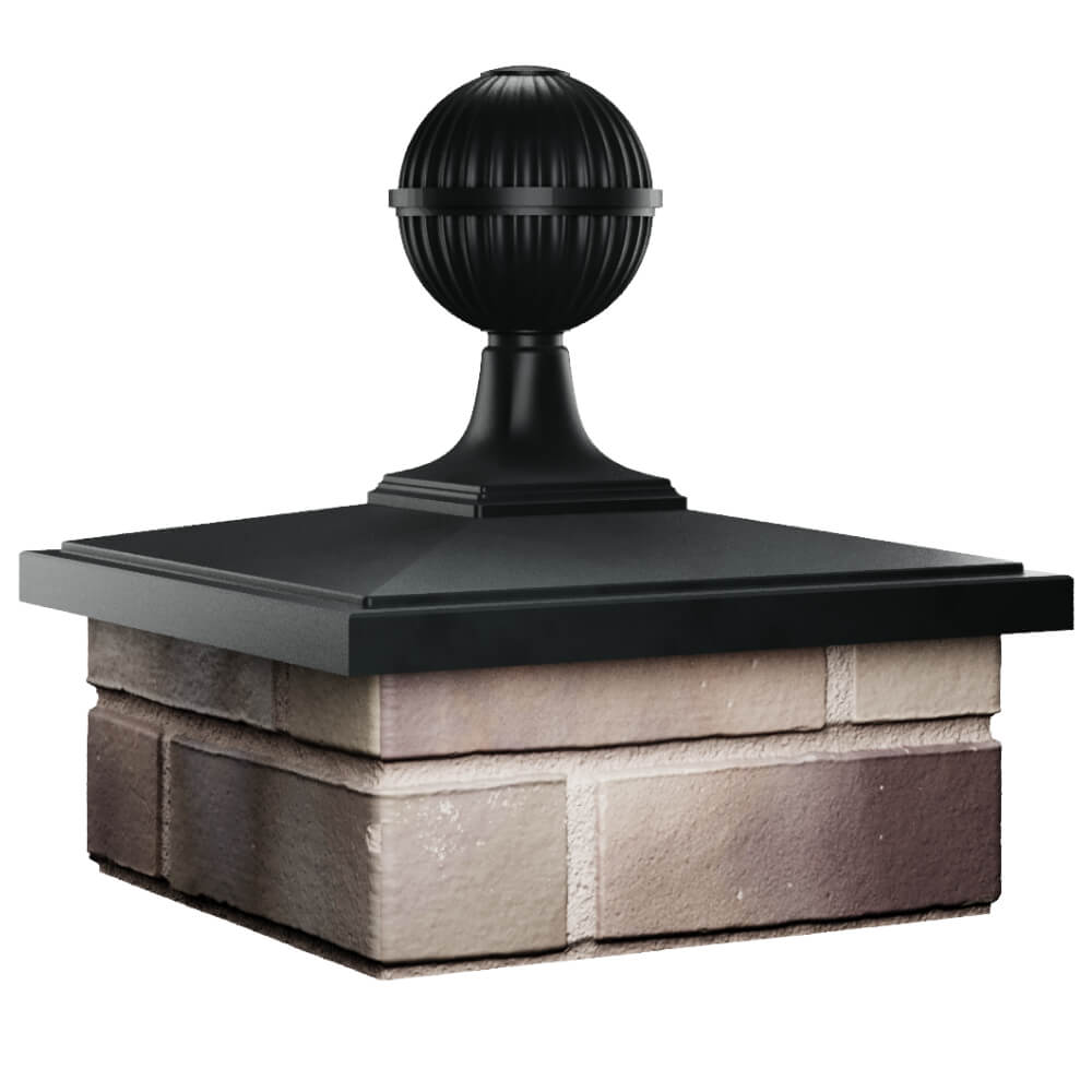 Колпак Zking БонаМоно Черный с шаром на столб 1.5х1.5 кирпича (385х385, 400х400мм) в сборе в Ломоносове фото