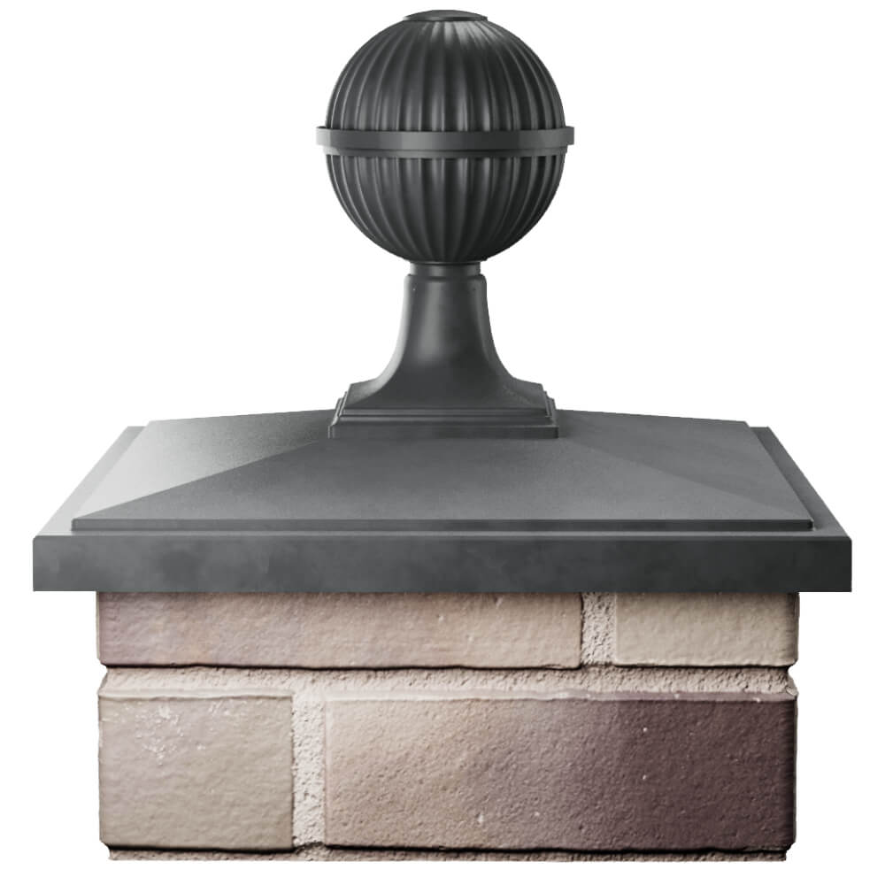 Колпак Zking БонаМоно Серый с шаром на столб 1.5х1.5 кирпича (385х385, 400х400мм) в сборе Ломоносов фото