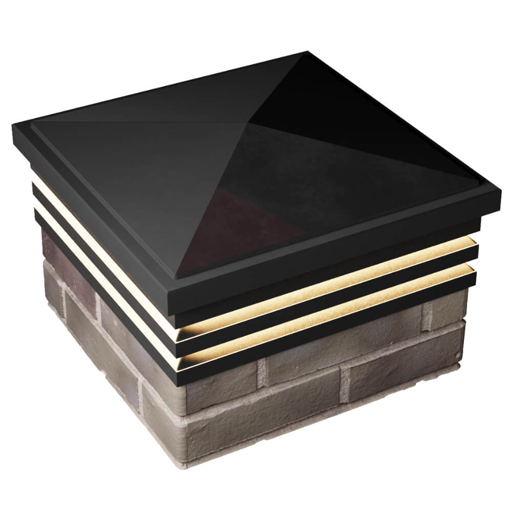 Колпак Zking Бона ХайТек Черный на столб 1.5х1.5 кирпича (385х385мм) с подсветкой в Ломоносове фото