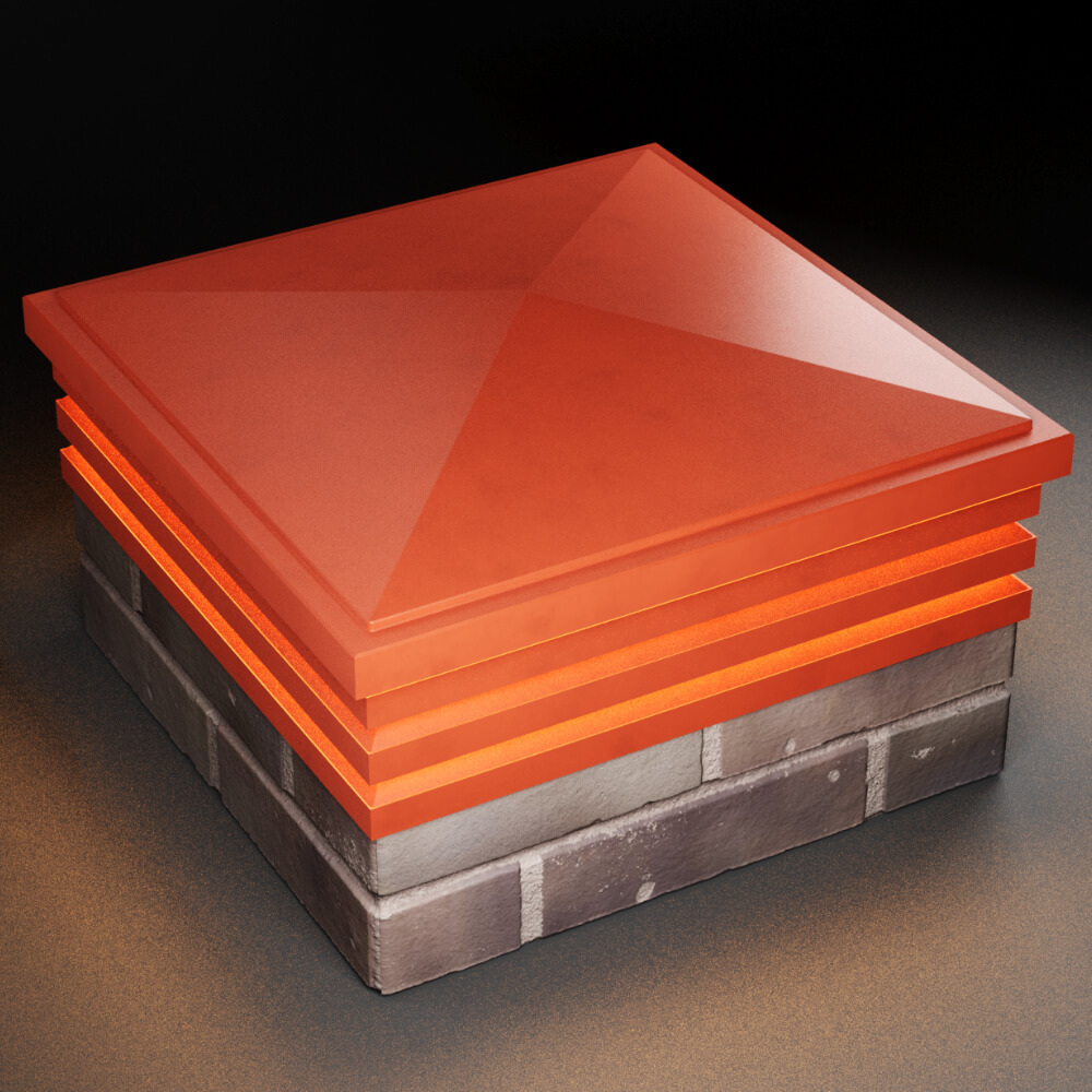 Колпак Zking Бона ХайТек Красный на столб 2х2 кирпича (513х513мм) с подсветкой в Ломоносове фото