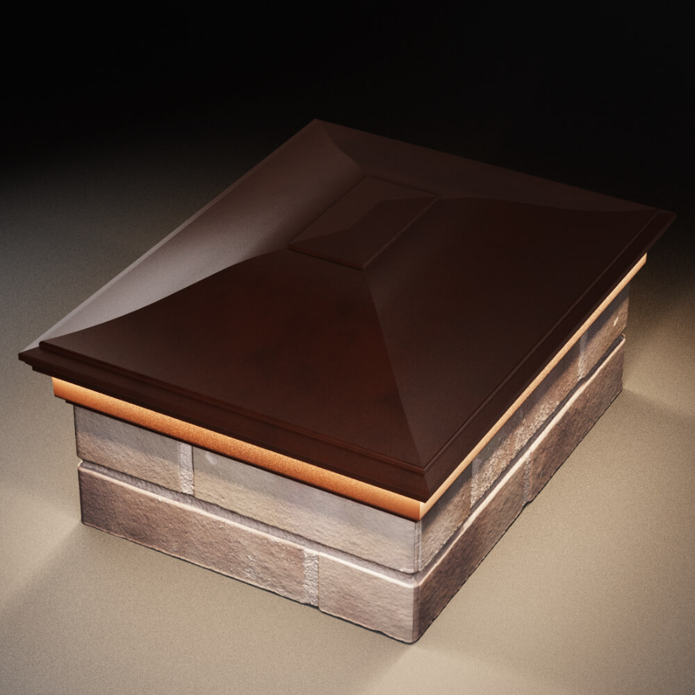 Колпак Zking Монблан Коричневый на столб 2х1.5 кирпича (515х385мм) c подсветкой в Ломоносове фото