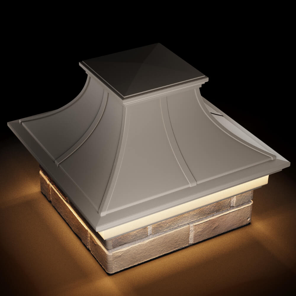 Колпак Zking Монблан Премиум Бежевый на столб 1.5х1.5 кирпича (385х385мм) с подсветкой в Ломоносове фото