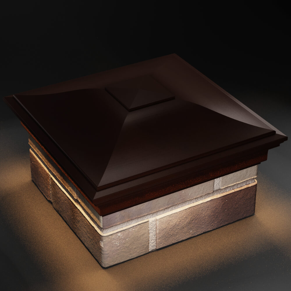 Колпак Zking Монблан Коричневый на столб 1.5х1.5 кирпича (385х385мм) с подсветкой в Ломоносове фото