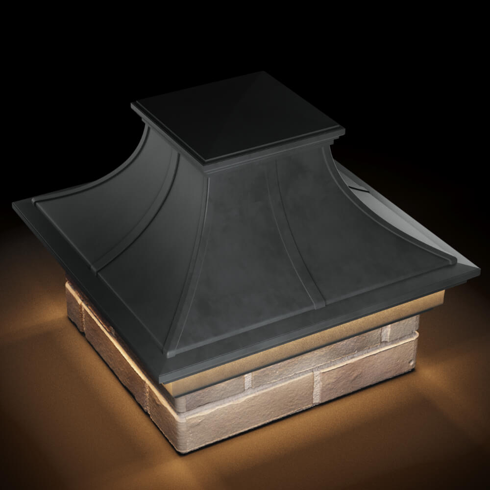 Колпак Zking Монблан Премиум Серый на столб 1.5х1.5 кирпича (385х385мм) с подсветкой в Ломоносове фото