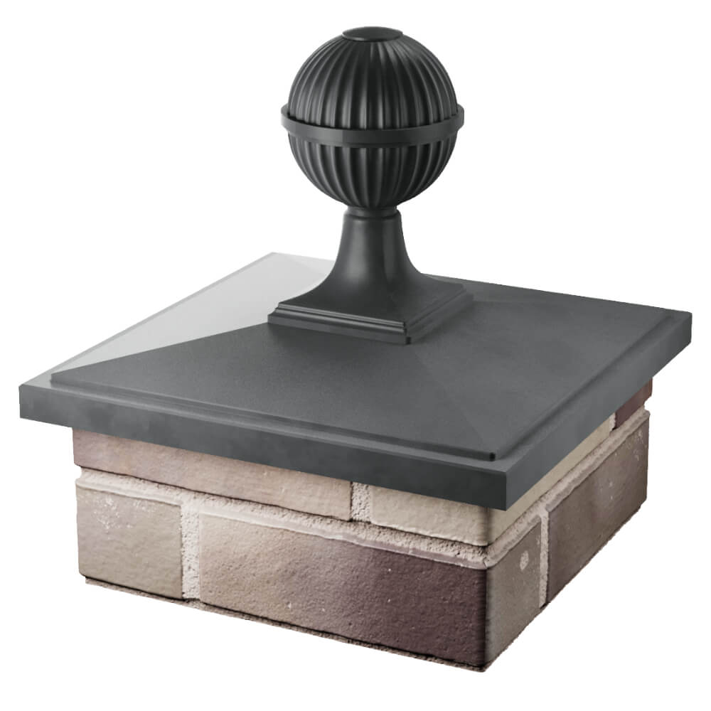 Колпак Zking БонаМоно Серый с шаром на столб 1.5х1.5 кирпича (385х385, 400х400мм) в сборе в Ломоносове фото