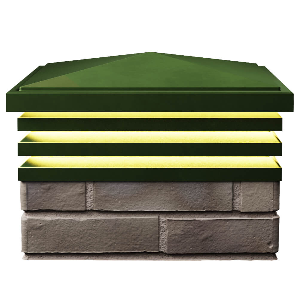 Колпак Zking Бона ХайТек Зеленый на столб 1.5х1.5 кирпича (385х385мм) с подсветкой в Ломоносове фото