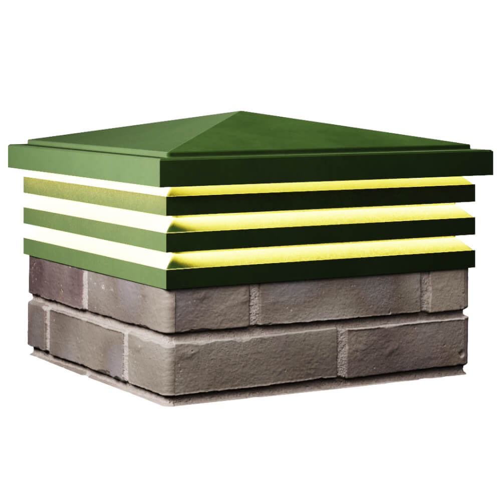 Колпак Zking Бона ХайТек Зеленый на столб 1.5х1.5 кирпича (385х385мм) с подсветкой в Ломоносове фото