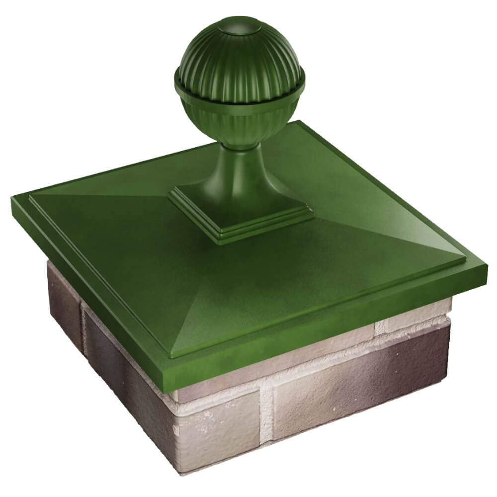 Колпак Zking БонаМоно Зеленый с шаром на столб 1.5х1.5 кирпича (385х385, 400х400мм) в сборе в Ломоносове фото
