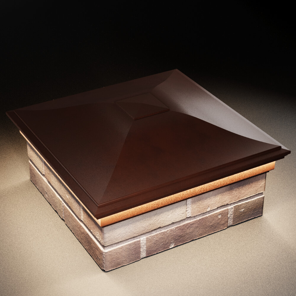 Колпак Zking Монблан Коричневый на столб 2х2 кирпича (515х515мм) c подсветкой в Ломоносове фото