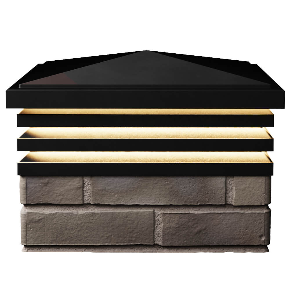 Колпак Zking Бона ХайТек Черный на столб 1.5х1.5 кирпича (385х385мм) с подсветкой в Ломоносове фото