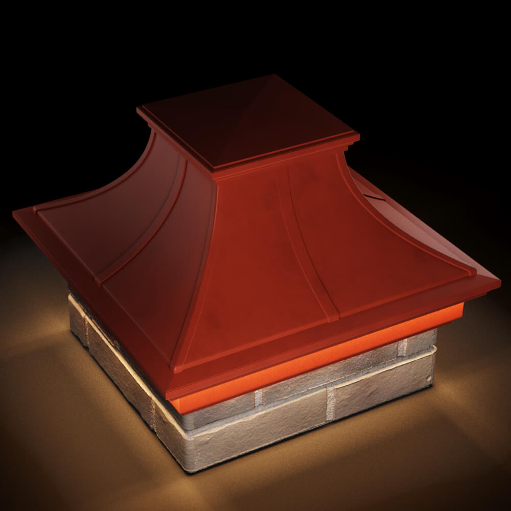 Колпак Zking Монблан Премиум Красный на столб 1.5х1.5 кирпича (385х385мм) с подсветкой в Ломоносове фото
