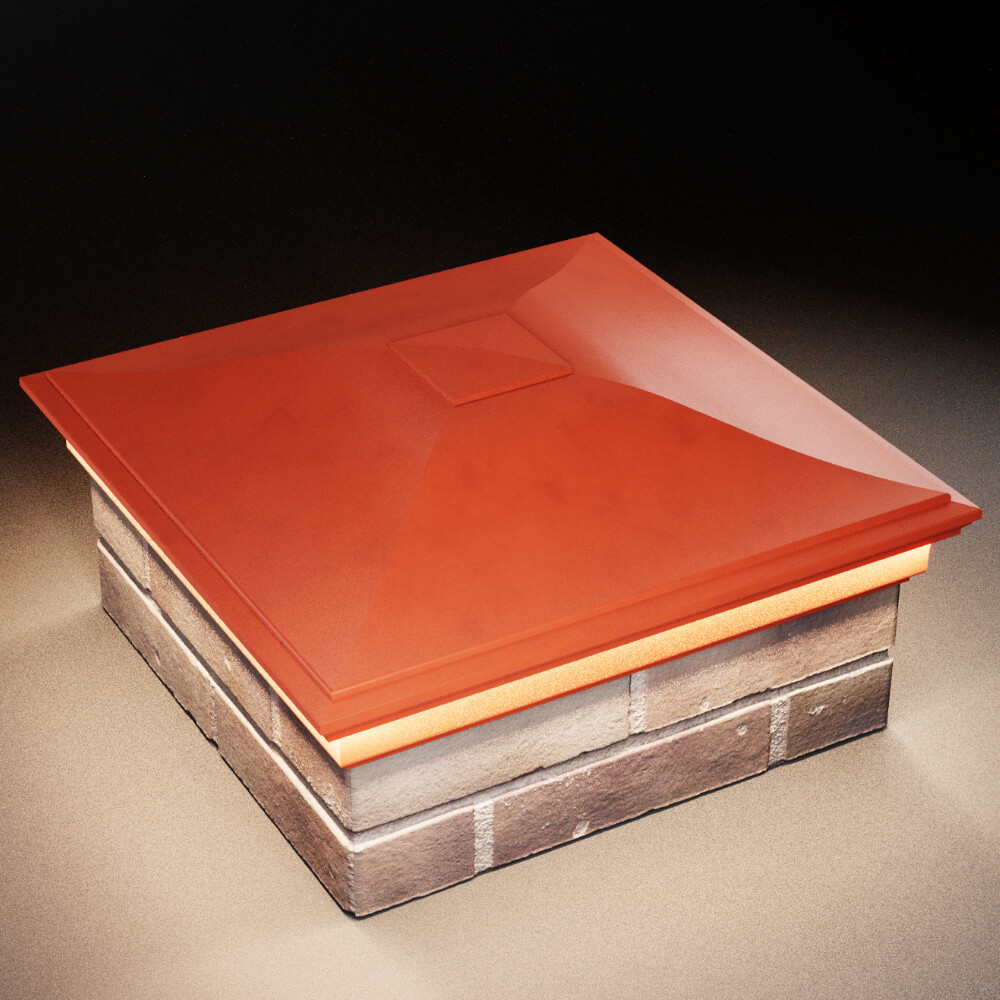 Колпак Zking Монблан Красный на столб 2х2 кирпича (515х515мм) c подсветкой в Ломоносове фото