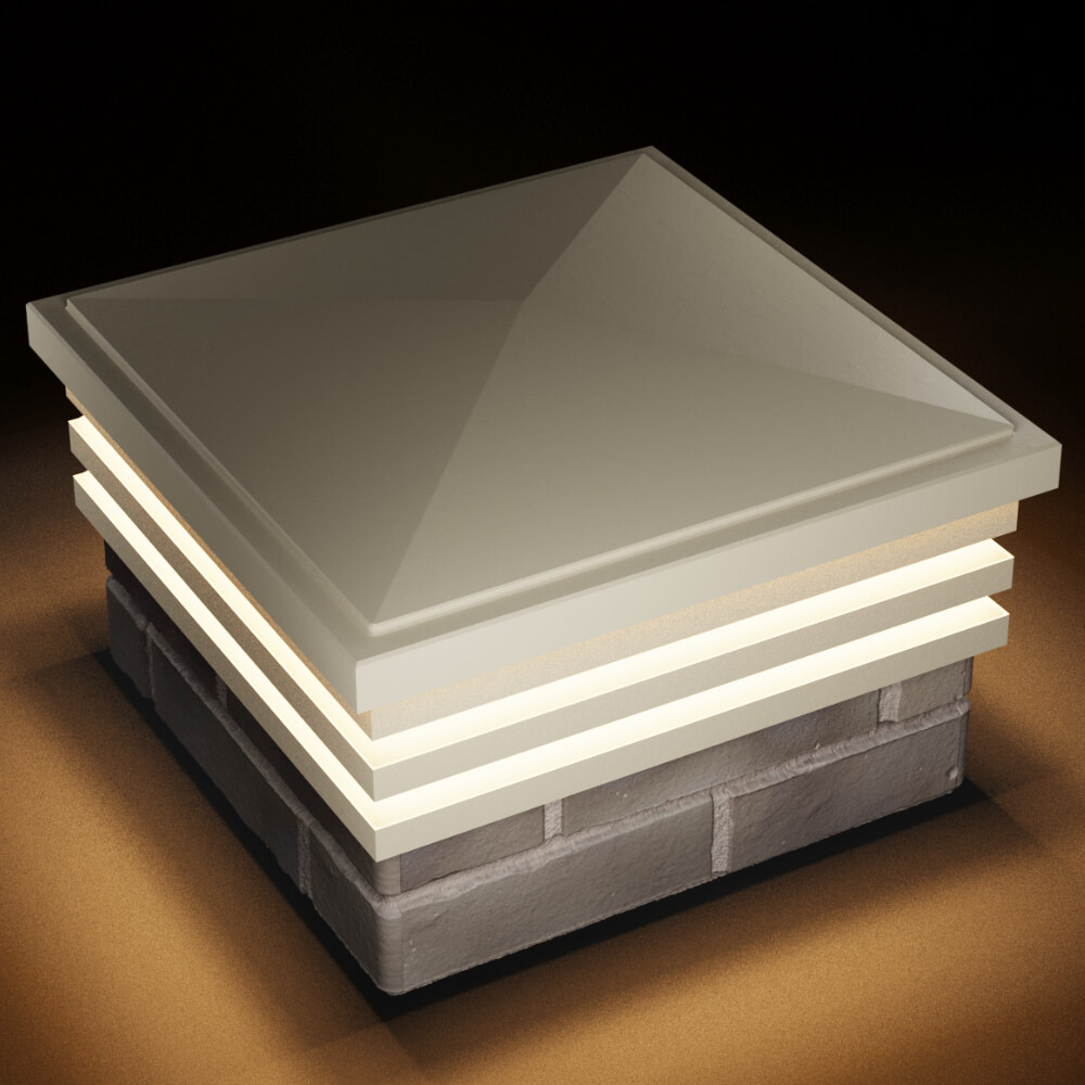 Колпак Zking Бона ХайТек Бежевый на столб 1.5х1.5 кирпича (385х385мм) с подсветкой в Ломоносове фото