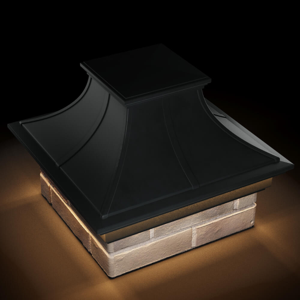 Колпак Zking Монблан Премиум Черный на столб 1.5х1.5 кирпича (385х385мм) с подсветкой в Ломоносове фото