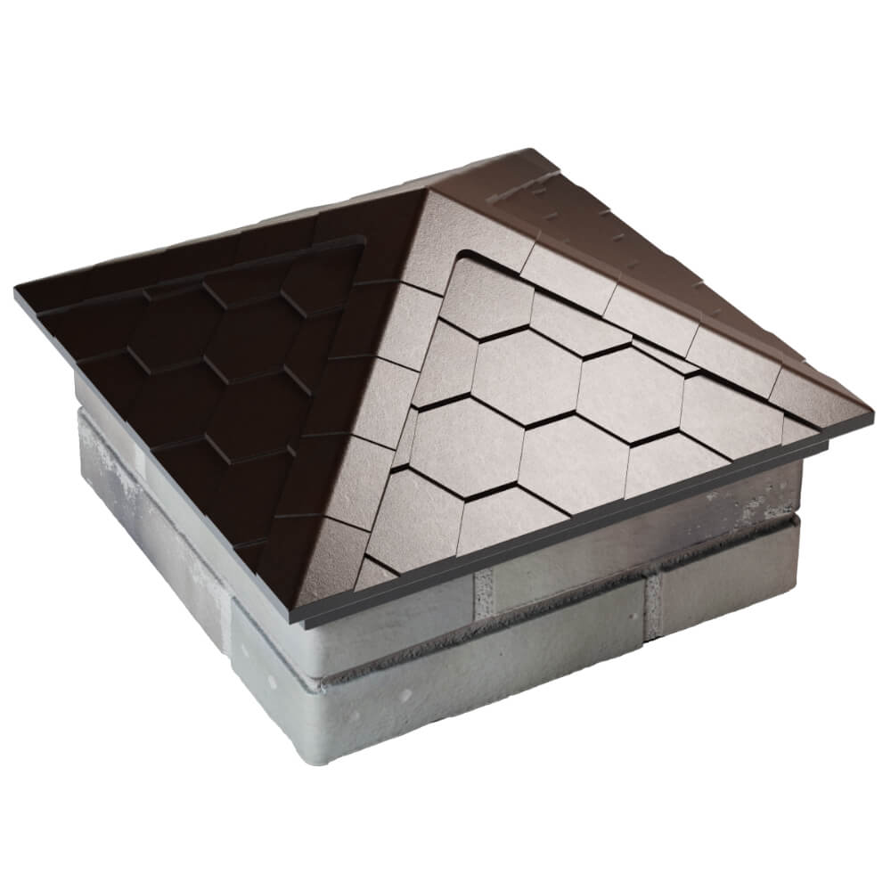 Колпак Zking Эверест Коричневый на столб 1.5х1.5 кирпича (390х390мм) в Ломоносове фото