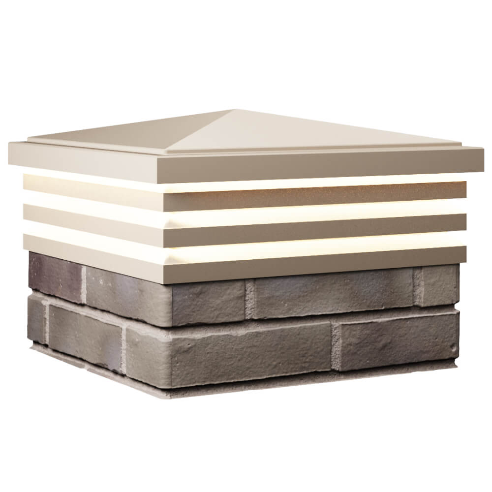 Колпак Zking Бона ХайТек Бежевый на столб 1.5х1.5 кирпича (385х385мм) с подсветкой в Ломоносове фото