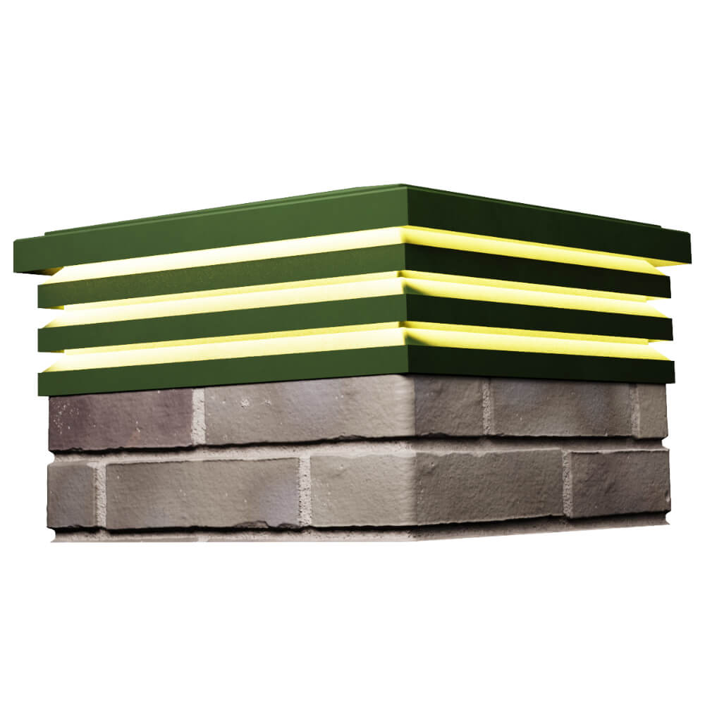 Колпак Zking Бона ХайТек Зеленый на столб 1.5х1.5 кирпича (385х385мм) с подсветкой в Ломоносове фото