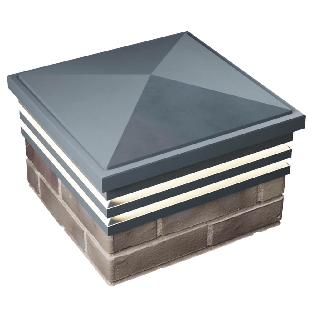 Колпак Zking Бона ХайТек Серый на столб 1.5х1.5 кирпича (385х385мм) с подсветкой в Ломоносове фото