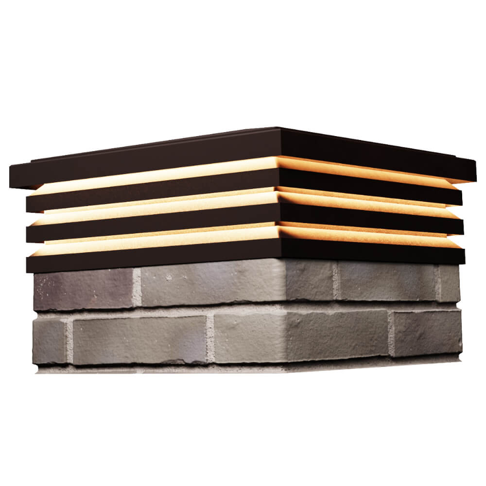 Колпак Zking Бона ХайТек Коричневый на столб 1.5х1.5 кирпича (385х385мм) с подсветкой в Ломоносове фото