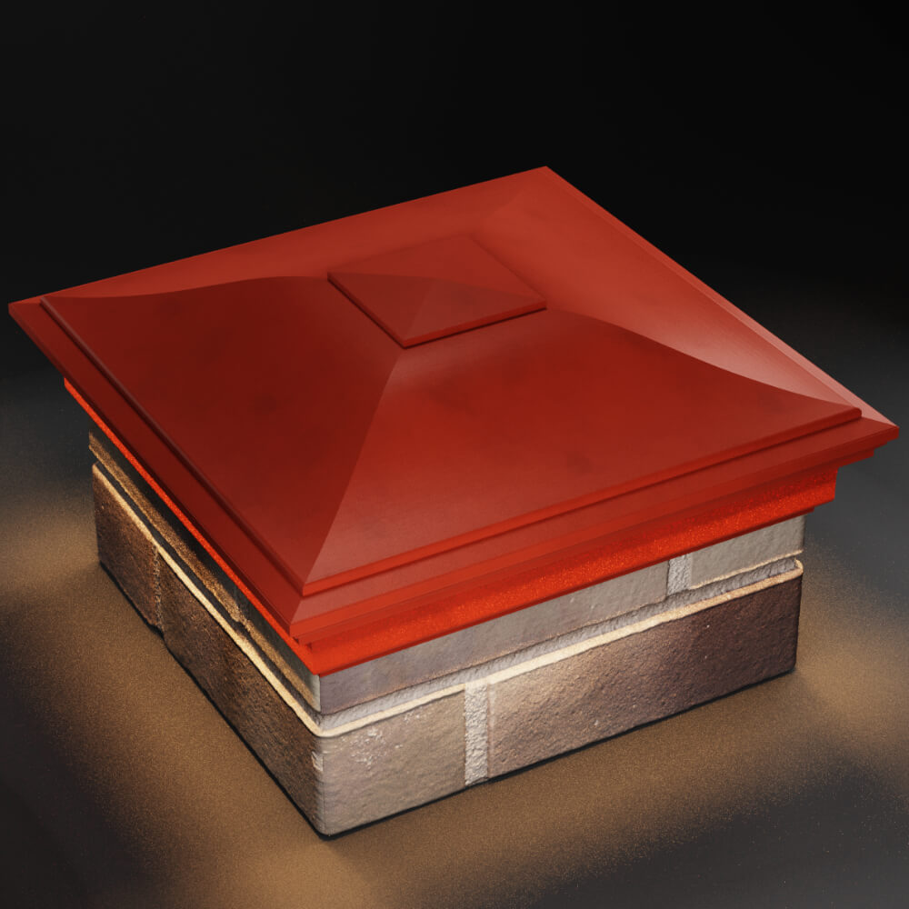 Колпак Zking Монблан Красный на столб 1.5х1.5 кирпича (385х385мм) с подсветкой в Ломоносове фото