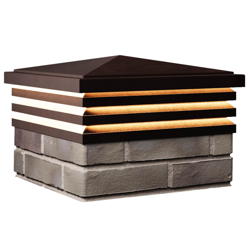 Колпак Zking Бона ХайТек Коричневый на столб 1.5х1.5 кирпича (385х385мм) с подсветкой в Ломоносове фото