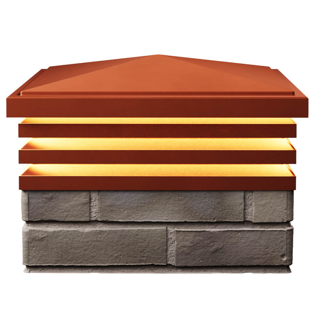 Колпак Zking Бона ХайТек Красный на столб 1.5х1.5 кирпича (385х385мм) с подсветкой в Ломоносове фото