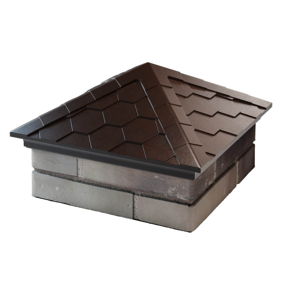 Колпак Zking Эверест Коричневый на столб 1.5х1.5 кирпича (390х390мм) в Ломоносове фото