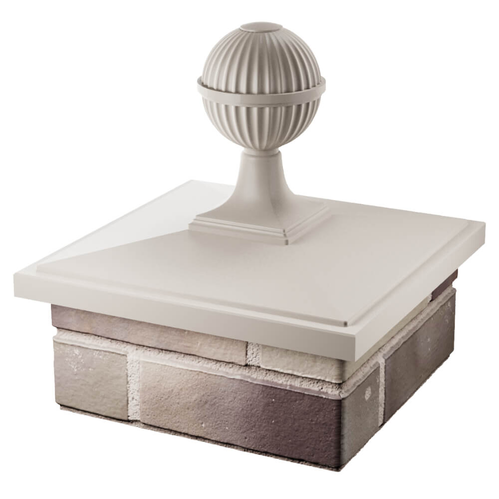 Колпак Zking БонаМоно Бежевый с шаром на столб 1.5х1.5 кирпича (385х385, 400х400мм) в сборе в Ломоносове фото